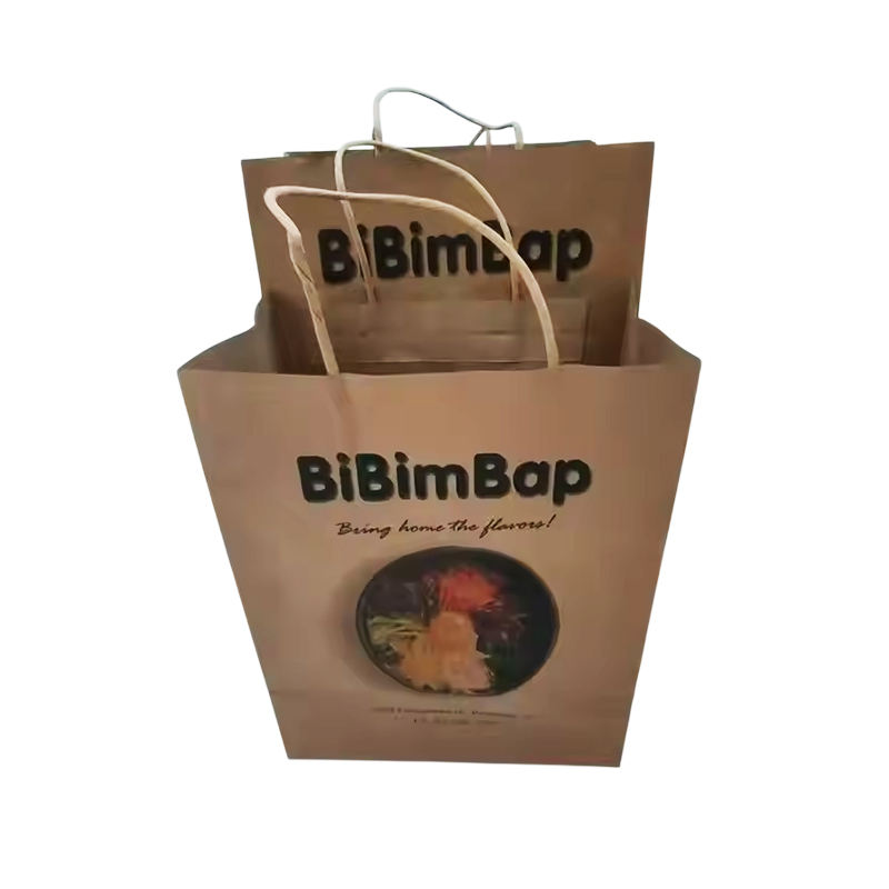 Bolsa de papel kraft de lujo impresa personalizada para comida para llevar